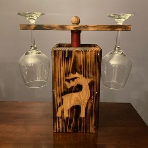 Wine and Glass Wooden Gift Bag